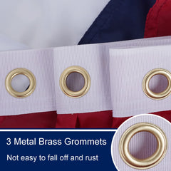 Close-up of embroidered details on the USA Flag bunting