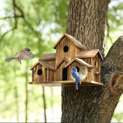 Close-up of entrance of YYYUAN Wooden Bird House