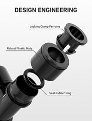 Close-up of EVOULTES drip irrigation tee fitting connector