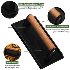 Close-up of EWFEN burger press wooden handle