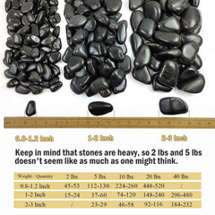 Close-up of FANTIAN black pebbles showing smooth texture