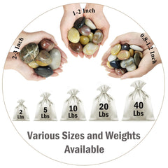 Close-up of FANTIAN pebbles showing various colours and textures