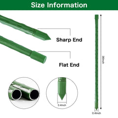 Close-up of FEED GARDEN garden stake showing plastic coating