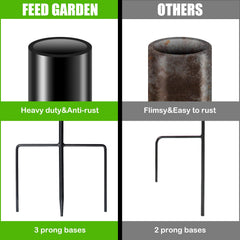Close-up of FEED GARDEN shepherd hook's three-prong base