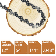 Close-up of Fifchall 12 inch chainsaw chain links