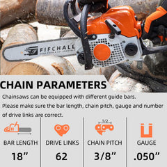 Close-up of Fifchall chainsaw chain detail
