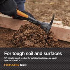 Close-up of Fiskars Pro IsoCore Pickaxe handle and grip