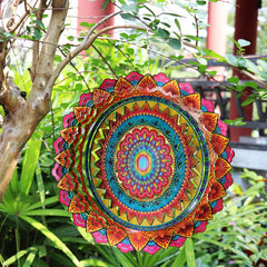 Close-up of FONMY wind spinner's intricate stainless steel design