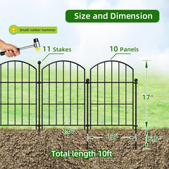 Close-up of FOREHOGAR Metal Garden Fence panel and stake