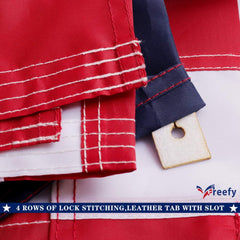 Close-up of Freefy American Flag 3x5 ft stitching details