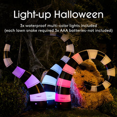 Close-up of FUNBOY inflatable snake with multi-color LED light