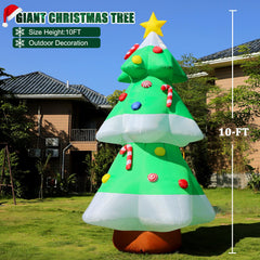 Close-up of FunFanso inflatable Christmas tree with star topper