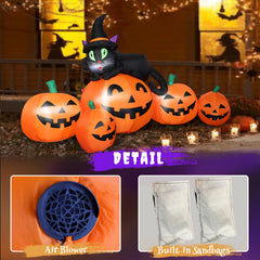 Close-up of FunFanso inflatable pumpkin’s LED lights
