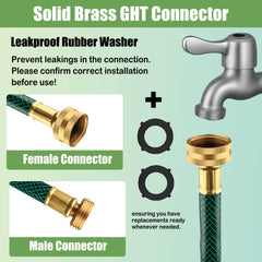 Close-up of FUNJEE 1FT hose brass male and female connectors