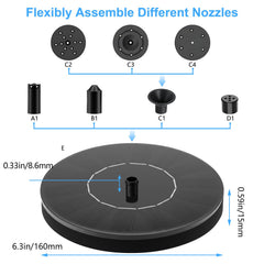 Close-up of FYDGTPI solar fountain nozzle options