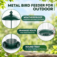Close-up of Gbekery Metal Bird Feeder lid and anti-rust coating