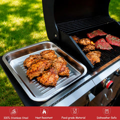 Close-up of Geesta stainless steel grilling tray surface