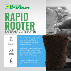 Close-up of General Hydroponics Rapid Rooter plug showing texture