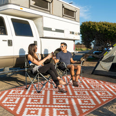 Close-up of GENIMO Outdoor Rug's non-slip grid backing