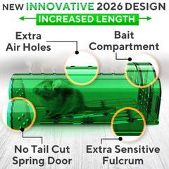 Close-up of GEROSSI Humane Mouse Trap showing sensitive spring mechanism