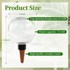 Close-up of GEWOSI self watering globe with watering stake