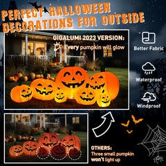 Close-up of GIGALUMI inflatable pumpkin smiling face