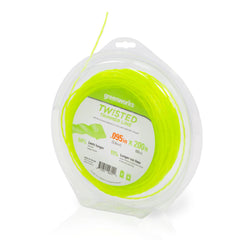 Close-up of Greenworks 0.095" trimmer line showing its twisted design