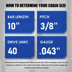Close-up of GSSHBR 10 Inch Chainsaw Chain with.043 gauge