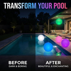 Close-up of HAPIKAY solar pool light showing colour-changing effect