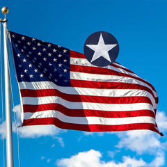 Close-up of heavy-duty brass grommet on NatFlag US Flag