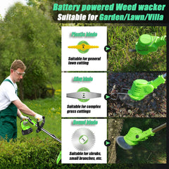 Close-up of Hejunry Weed Wacker cutting edge and safety guard