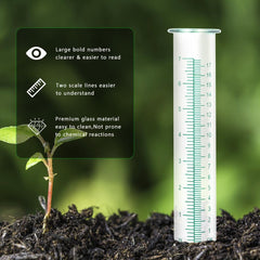 Close-up of HOBYLUBY rain gauge tube scale