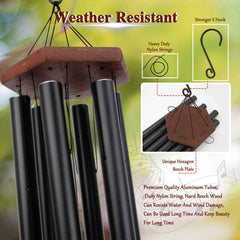 Close-up of Howarmer wind chime showing beech wood top and hanging cord