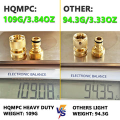 Close-up of HQMPC brass connectors showing solid construction