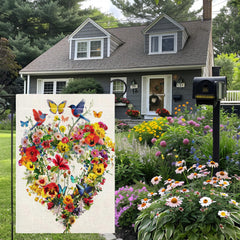 Close-up of Hsrvivi burlap garden flag showing vibrant colors