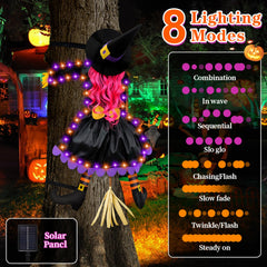 Close-up of ILLUMINEW Halloween Witch with purple and orange lights