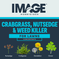Close-up of Image Crabgrass Killer label with instructions