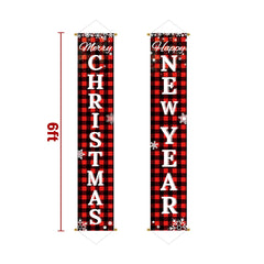 Close-up of Ivenf Merry Christmas banner with snowflakes
