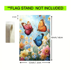 Close-up of JIGINOFV Butterfly Garden Flag detailing fabric texture