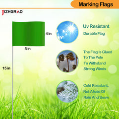 Close-up of JIZHGRAD marking flags showing bright green colour