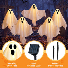 Close-up of JOYIN solar ghost light showing the solar panel