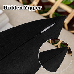 Close-up of K KEVIN TEXTILE hidden zipper on black pillow cover