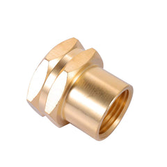 Close-up of Kbrotech Brass Garden Hose Adapter with rubber washers