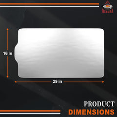 Close-up of KEESHA aluminum drip tray liner showing heat-resistant feature