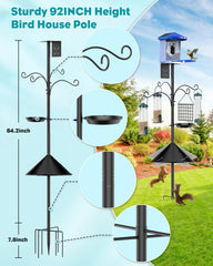 Close-up of KFM Bird Feeder Pole 92 Inch base and hooks