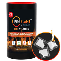 Close-up of kiknek FireFlame fire starter burning