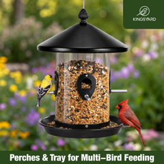 Close-up of Kingsyard Large Metal Bird Feeder lid and feeding ports