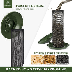 Close-up of Kingsyard Wild Bird Feeder mesh tube and seed tray