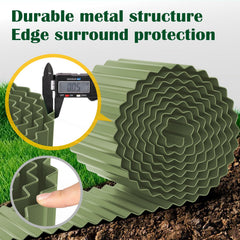 Close-up of LAVEVE metal garden edging showing corrugated design