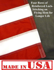 Close-up of leather tab on US Flag Factory 3x5 FT American Flag